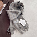 Vintgae Plaid Cashmere-Feel Taseel Warm Scarf 6W6NSC66