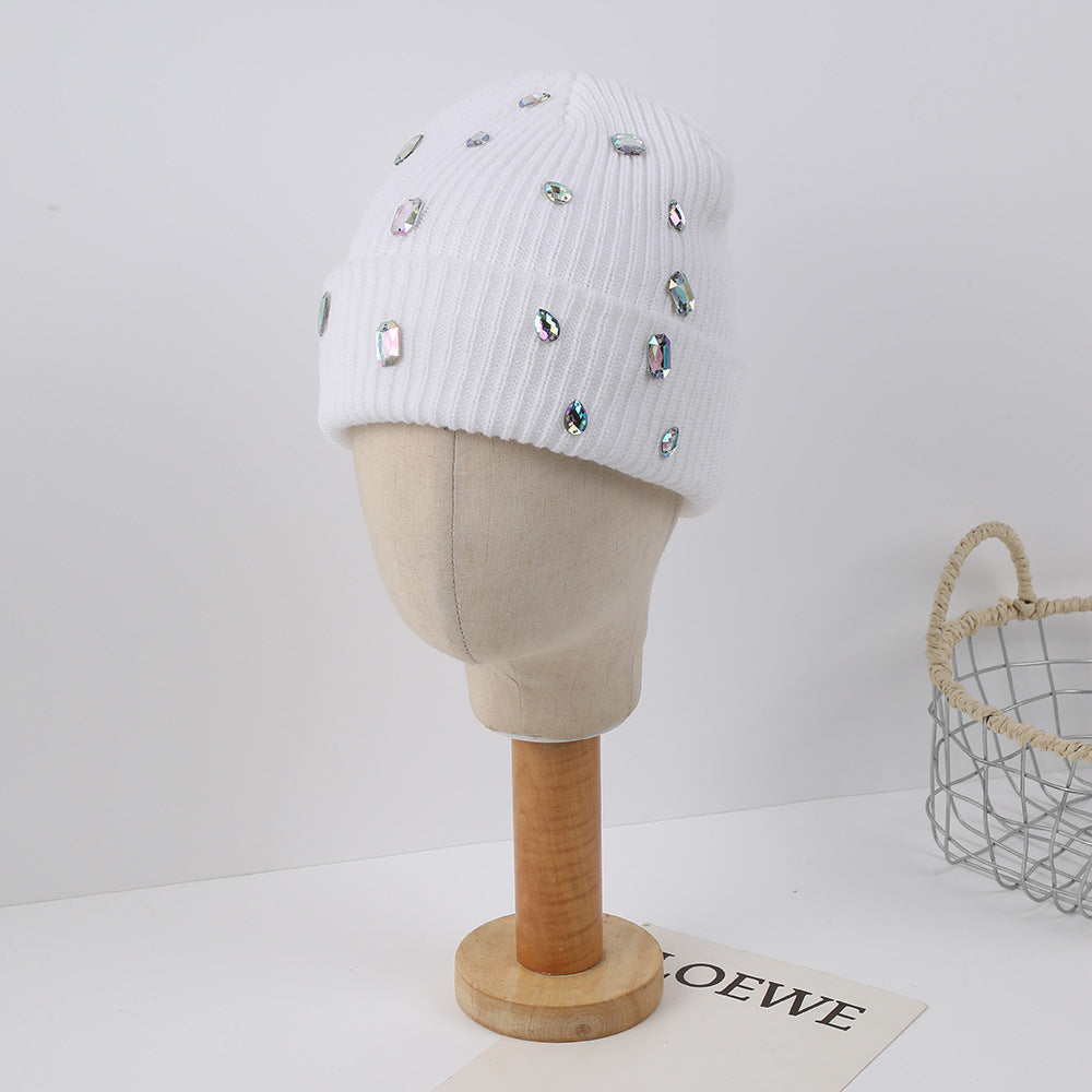 Rhinestone Cuffed Knit Beanie - DippedShop Wholesale - #5283