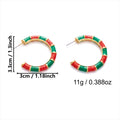 Chunky Half Circle Striped Xmas Stud Earrings 6W6JER687
