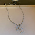 Elegant Gold Plated Rhinestones Cross Pendant Necklace 6W6JNC974