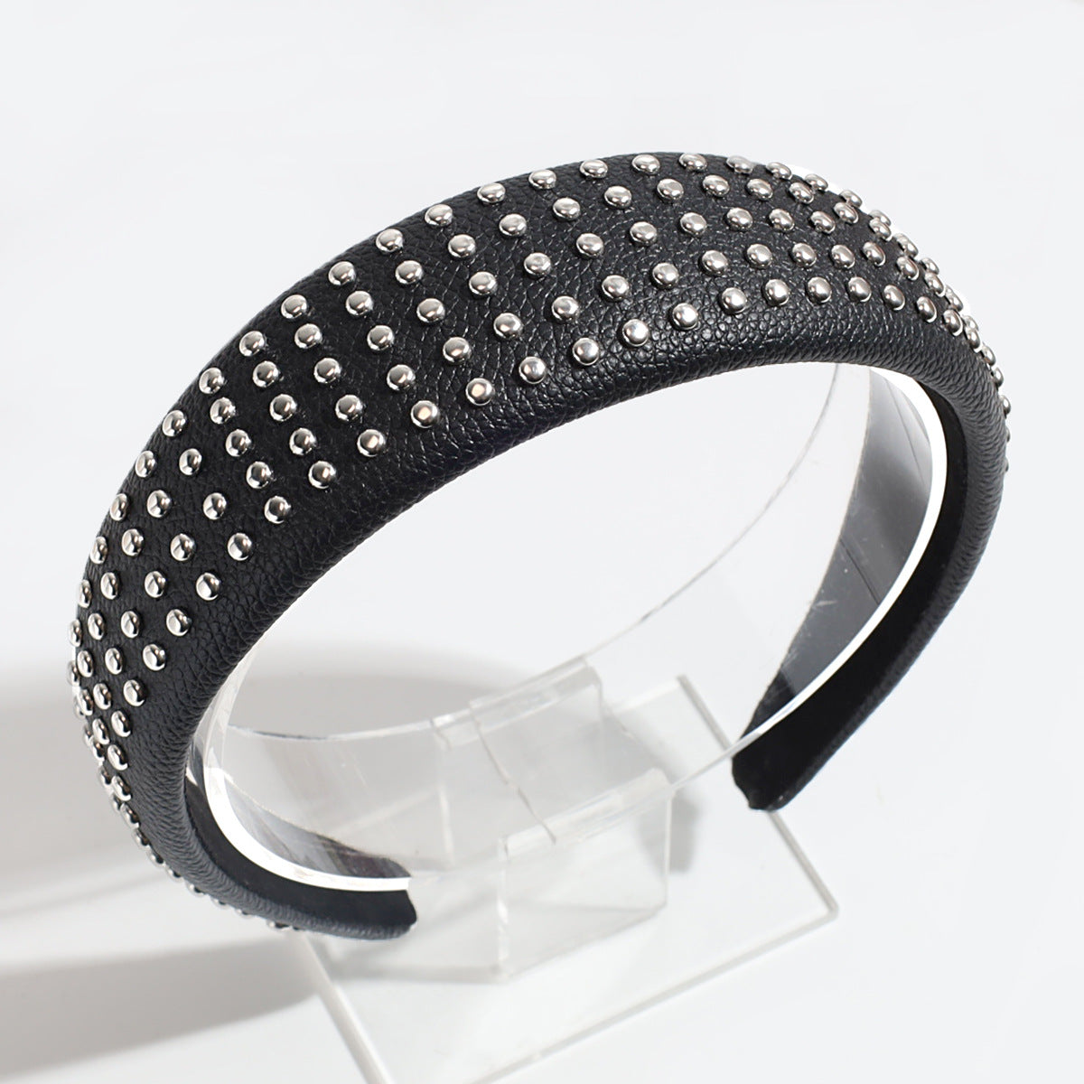 Minimalist Solid Color Rivet PU Leather Headband MK2PIM6W6HBD76