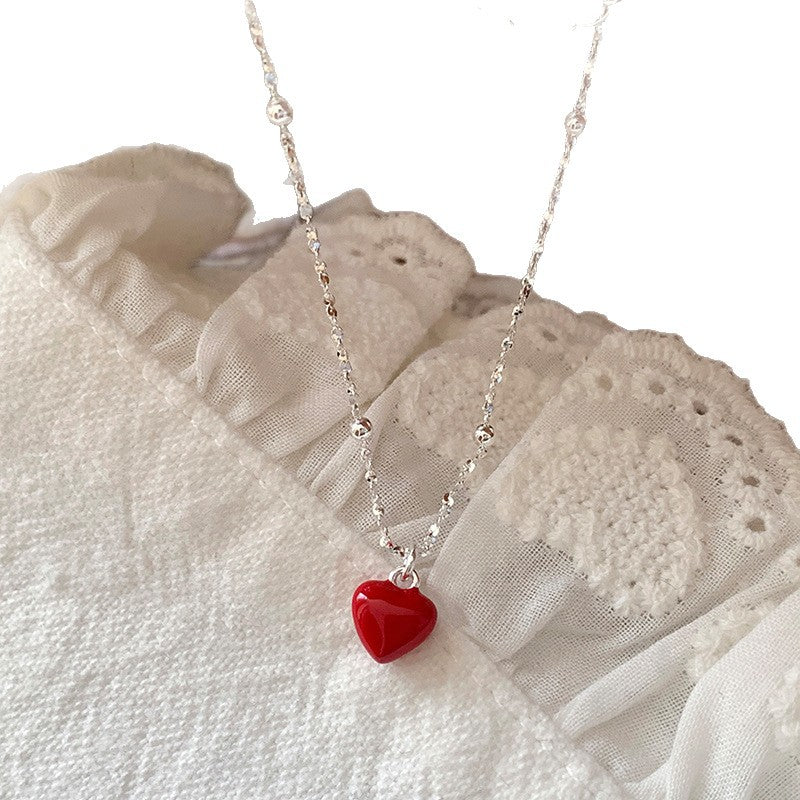 Sweet Red Heart Pendant Chain Necklace 6W6JNC428