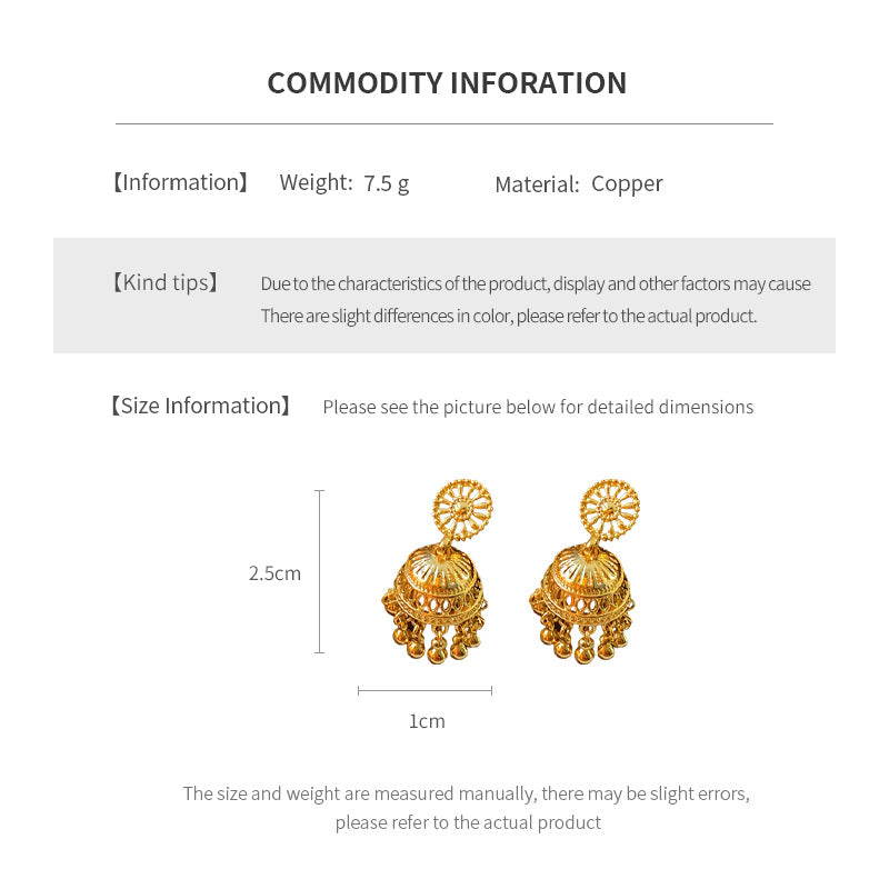 Bell Gold Dome Statement Drop Earrings 6W6JER794