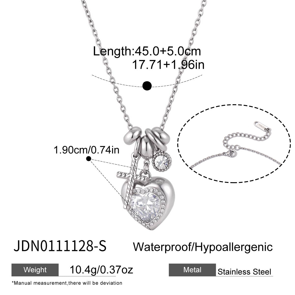 Minimalist Zirconia Heart Cross Pendant Necklace 6W6JNC406L