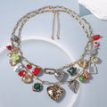 Stylish Double Layer Heart Pendant Chain Necklace 6W6JNC620