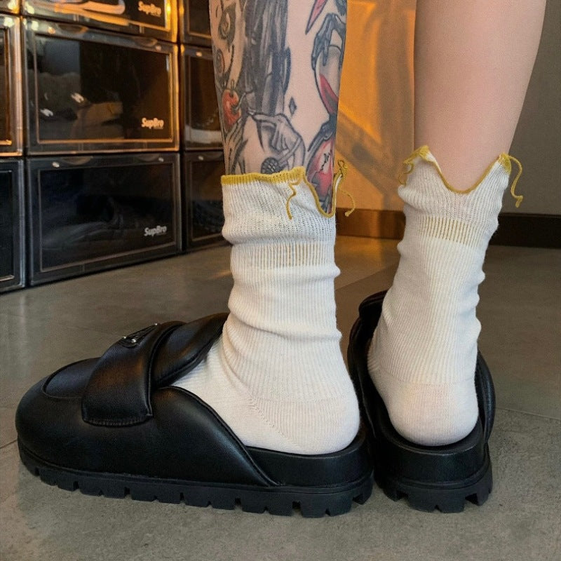 Back-Slit Crew Socks - DippedShop Wholesale - #8163