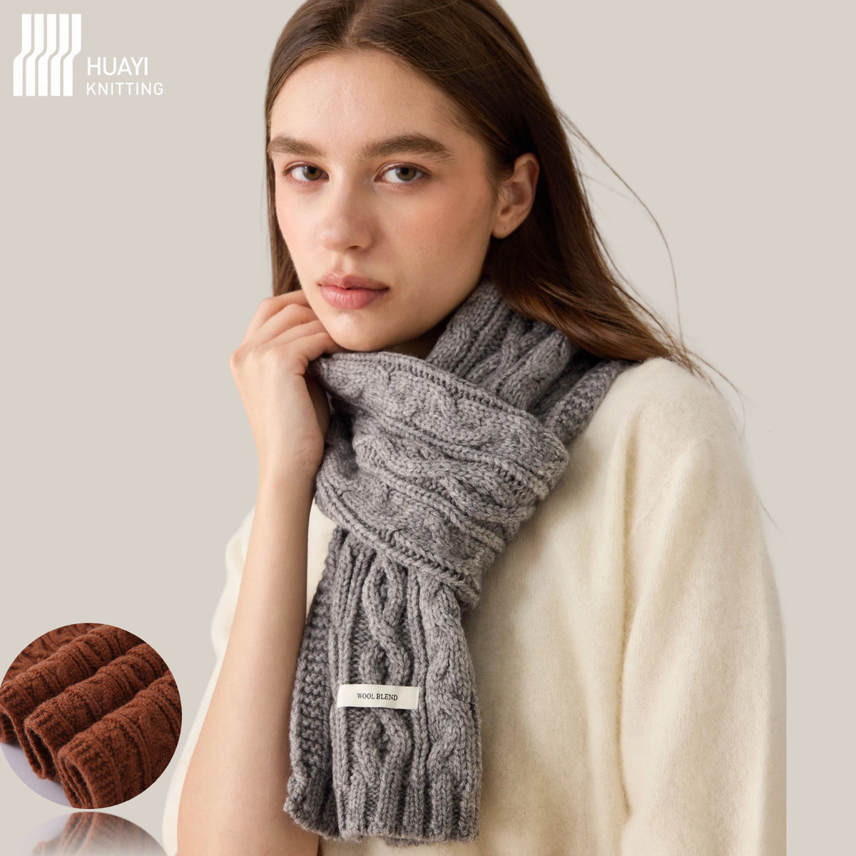 Warm Solid Color Cable Knit - DippedShop Wholesale - #4595