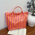Casual Striped Color Block Versatile Tote Bag 6W10BBG1968