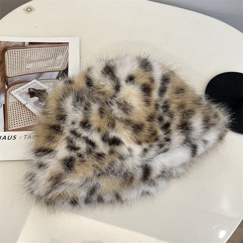 Faux Fur Leopard Bucket Hat - DippedShop Wholesale - #6771