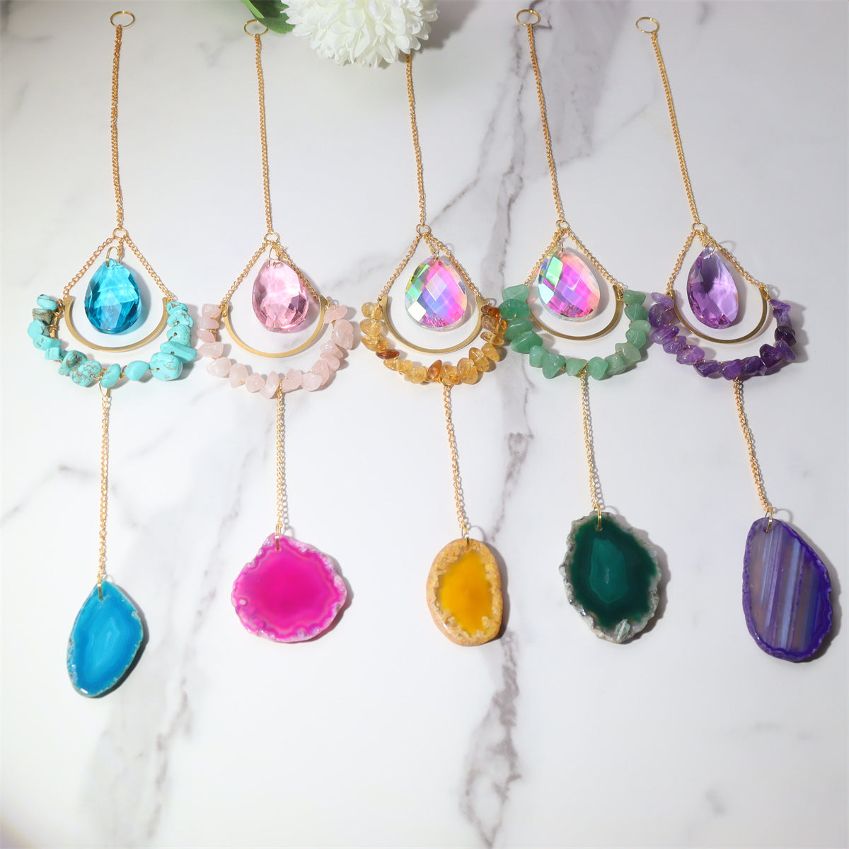 Natural Stones Purple Crystal Moon Wrap Suncatchers MK2CZAS6H7HLS74