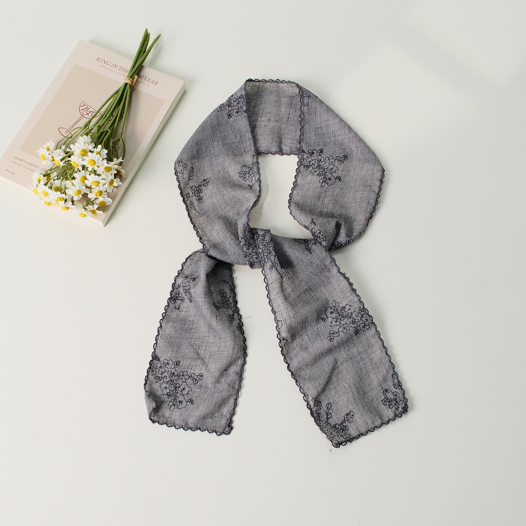 Minimalist Lavender Print Silk Scarf 6W6NSI223