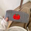 Cute Tomato Embroidery Plaid Print Makeup Bag MK2BW6S10BOB56