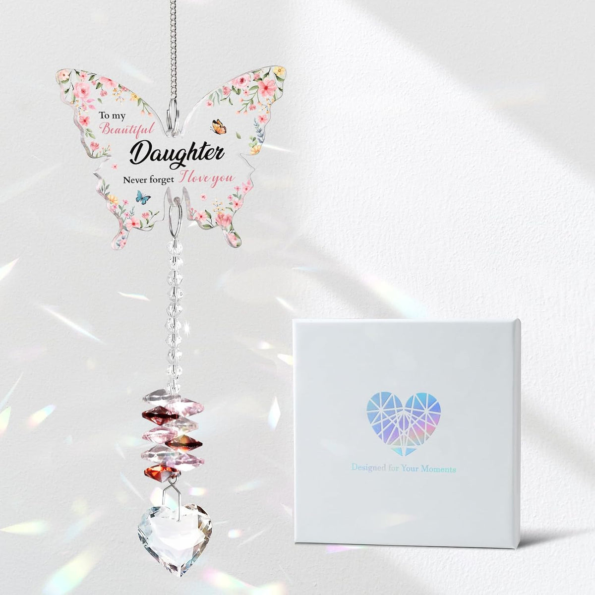 Colorful Butterfly Crystal Bead Wind Chime Suncatcher 6H7HLS215