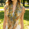 Stylish Floral Print Tassel Silk Scarf 6W6NSI207