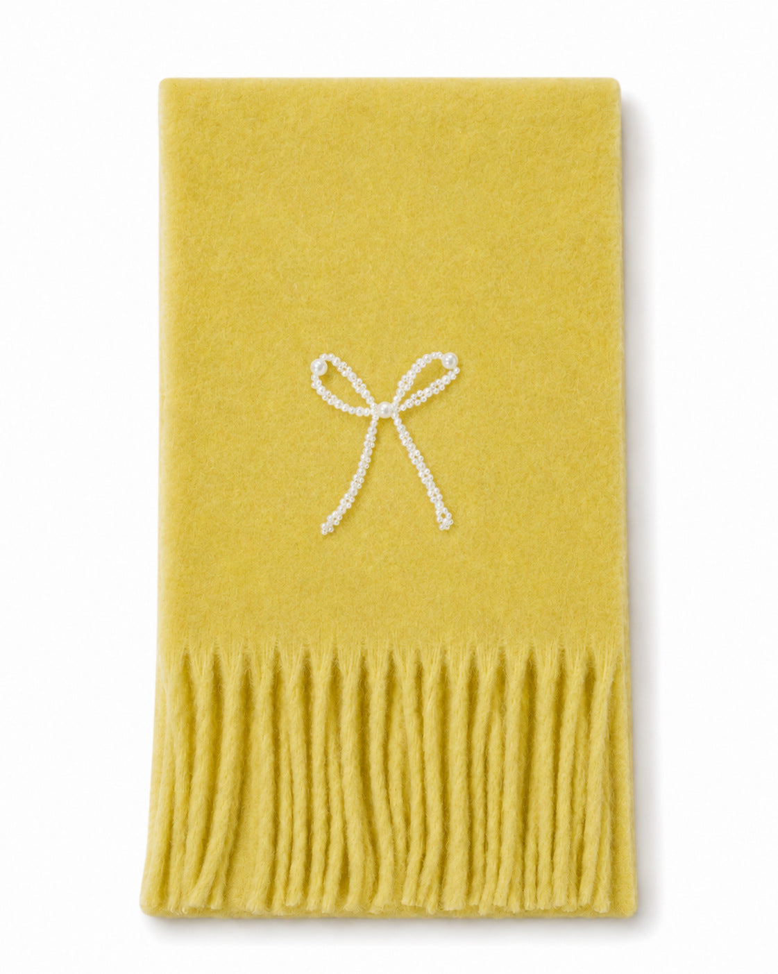Elegant Pearl Bowknot Warm Tassel Scarf 6W6NSC128