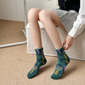 Boho Style Color Block Jacquard Crew Socks 6W8FSO742