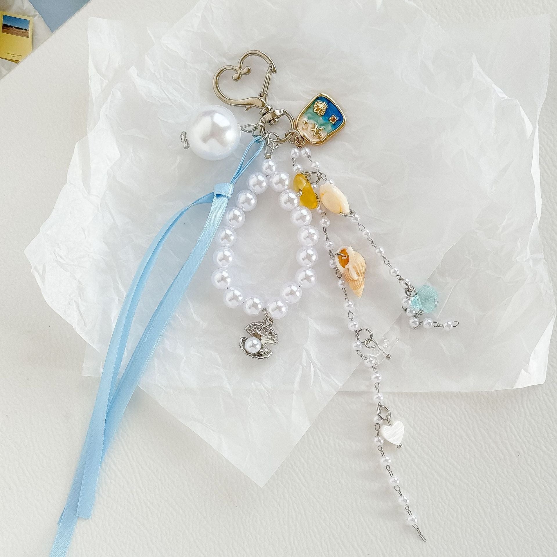 Fresh Pearl Chain Conch Pendant Keychain Bag Charm 6W10BBC382