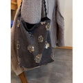 Vintage Floral Sequin Canvas Bucket Bag 6W10BBG1397