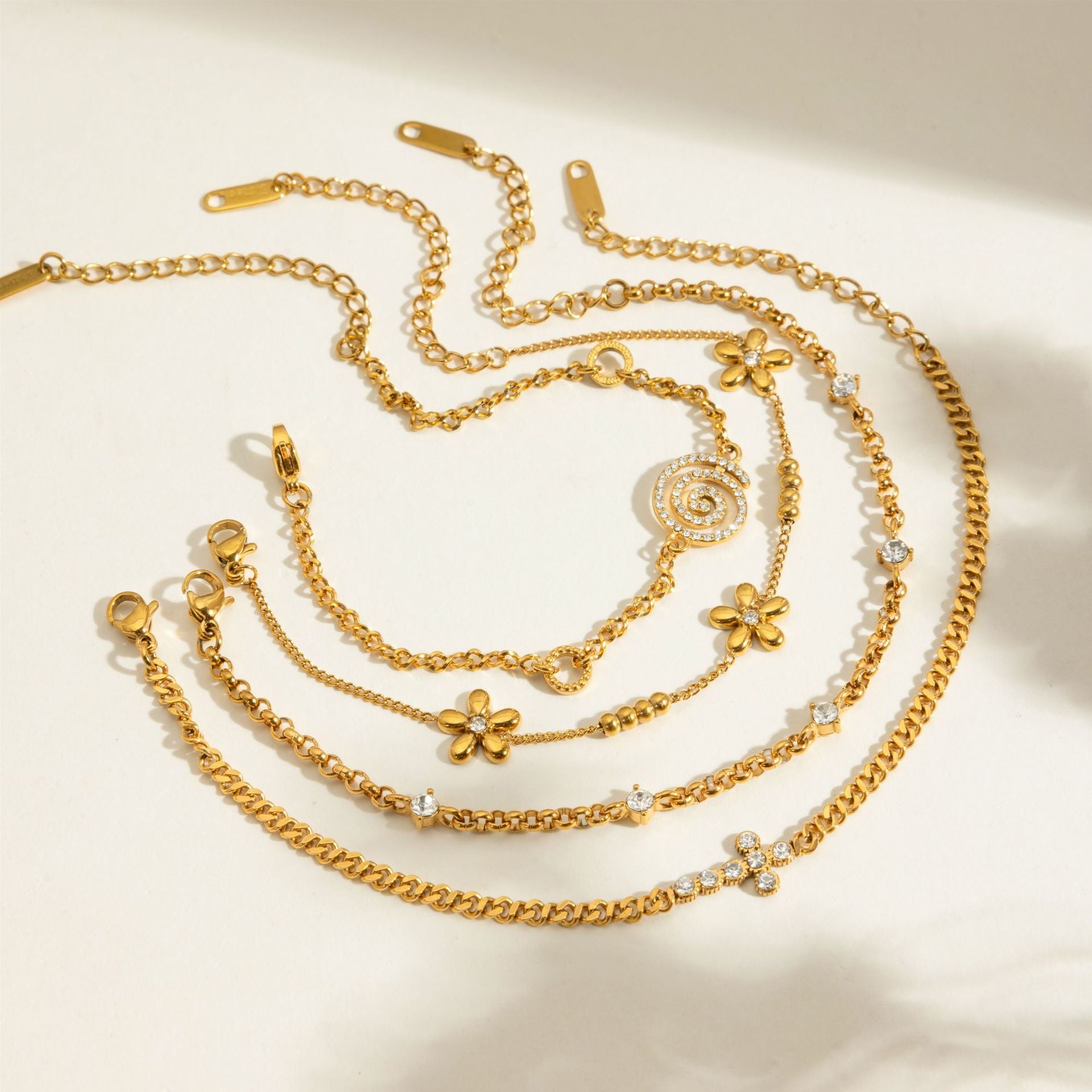 Minimalist Cubic Zirconia Gola Plated Chain Bracelet 6W6JBR464