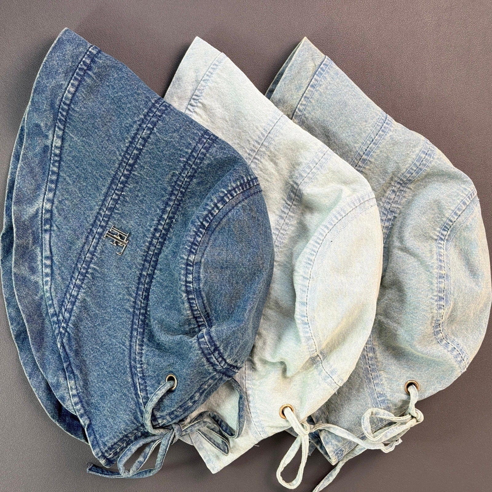 Vintage Wash Faded Denim Bucket Hats MK2COK6W6HAT363