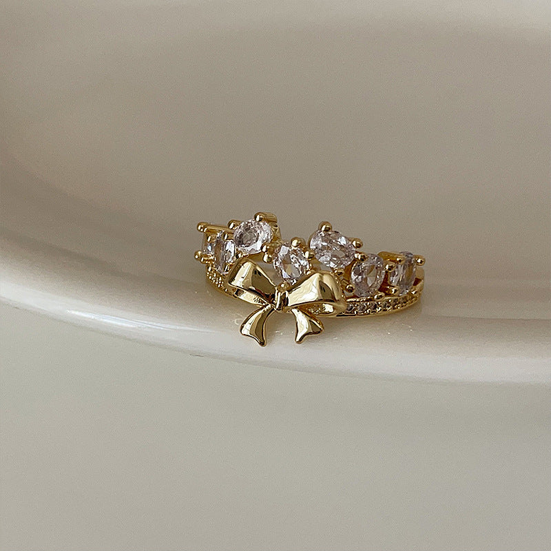 Cubic Zirconia Bow Ring - DippedShop Wholesale - #2403