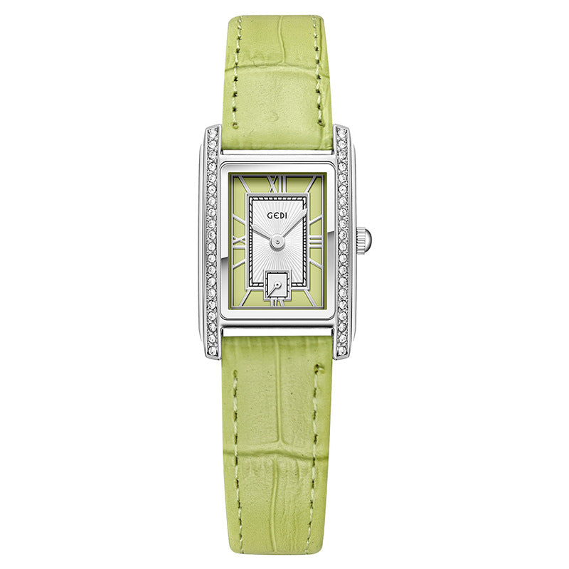 Vintage Rhinestone Square Dial Leather Strap Quartz Watch MK2SSAS6W6JWA07