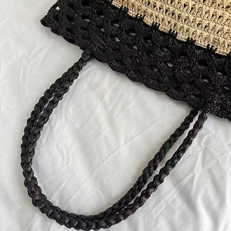 Retro Color Block Straw Handbag - DippedShop Wholesale - #2355