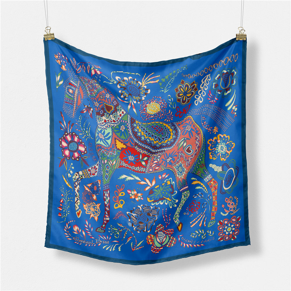 Fashion Abstract Print Versatile Square Silk Scarf 8BW6NSI14