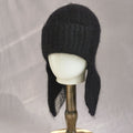 Fuzzy Angora Rabbit Fur Earflap Knit Beanie 6W6HAT691