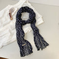 Retro Color Block Polka Dots Ruffled Silk Scarf MK2BLW6W6NSI74