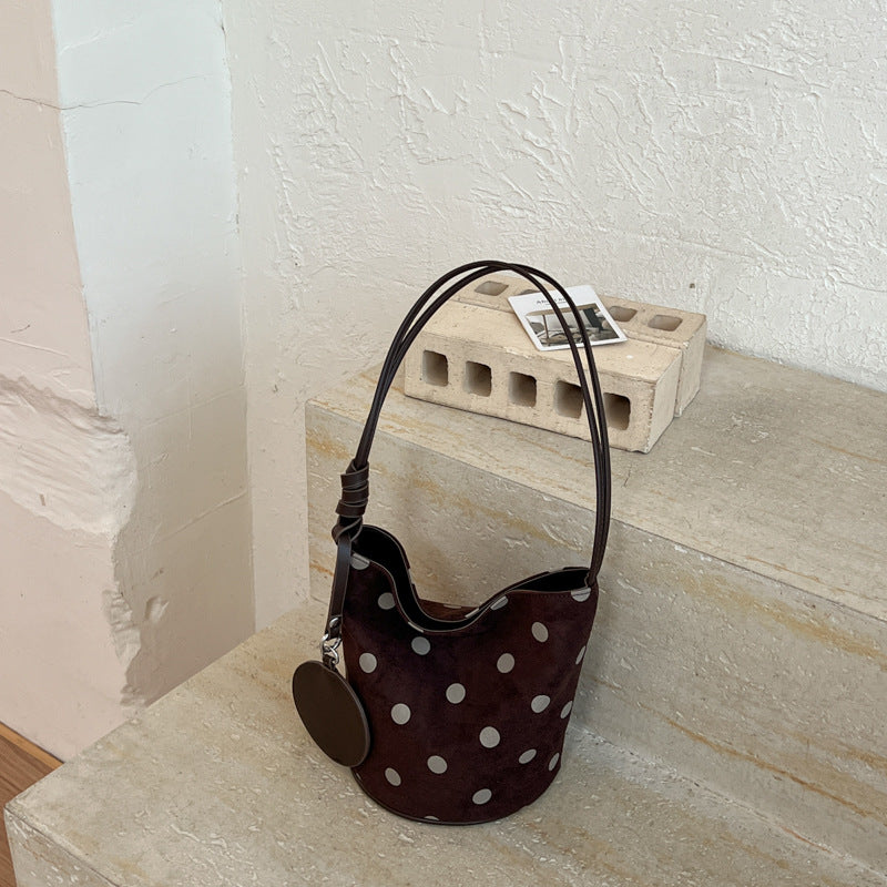 Simple Faux Suede Polka Dot Bucket Bag 6W10BBG2469