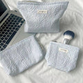 Minimalist Rose Embossed Travel Makeup Bag MK2BW6W10BOB407