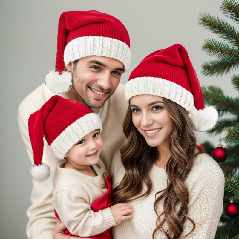 Knitted Santa Clause Beanie Hat with Pompom 6W6HAT829
