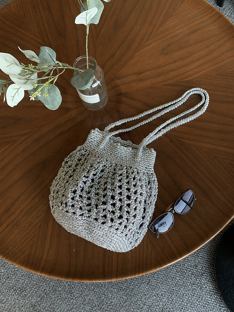 Stylish Solid Color Hollow Handmade Underarm Bag 8CW6BBG527L