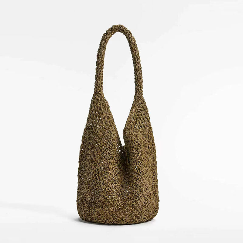 Hollow Woven Straw Shoulder Bag - DippedShop Wholesale - #7827