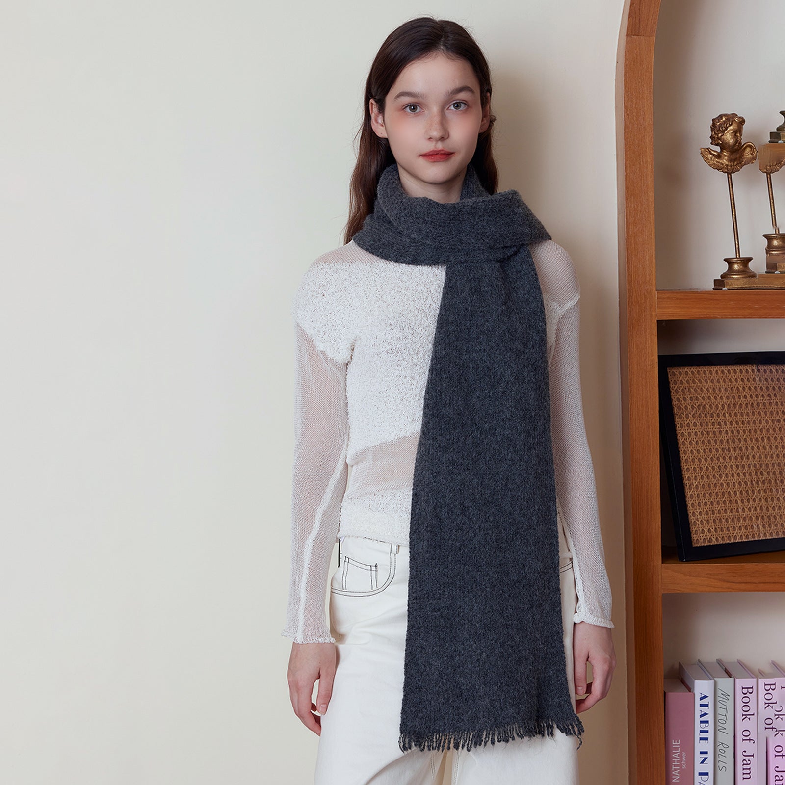 Minimalist Solid Color Knit Scarf 6W6NSW295
