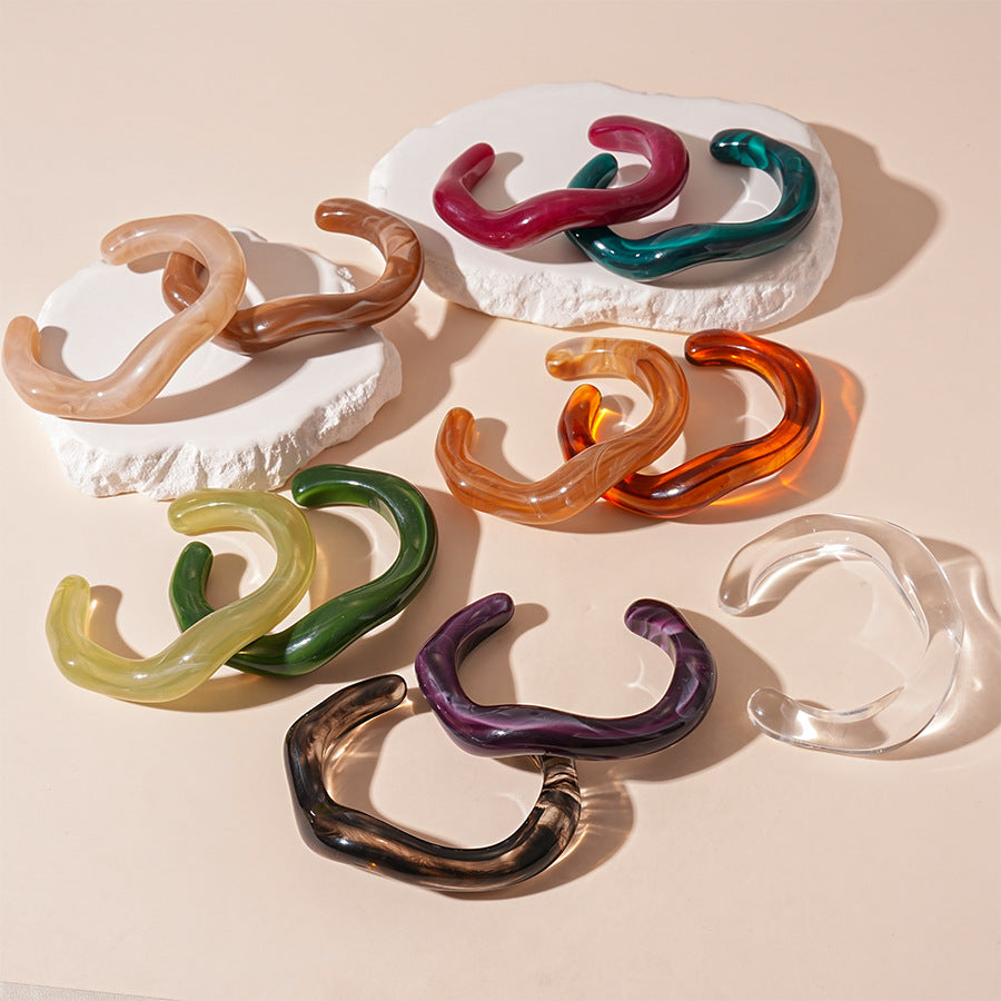 Wave Tie-Dye Geometric Open Acrylic Bracelets DP25D626