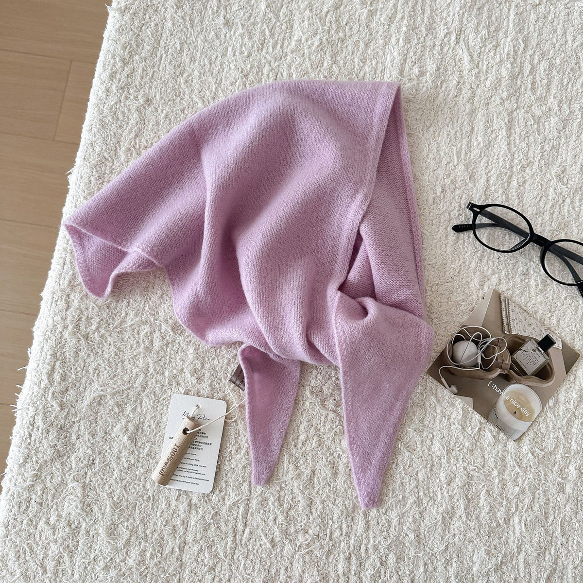 Trendy Solid Color Knit Headscraf Triangle Scarf 6W6NSC91