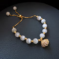 Stylish Gold Plated Rhinestones Heart Pendant Bracelet 6W6JBR708