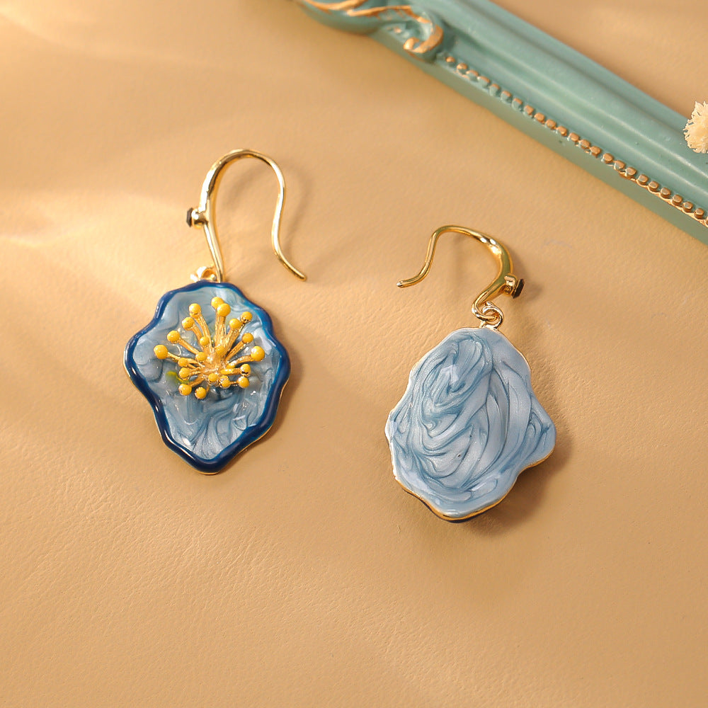 Retro Flower Enamel Dangle Earrings - DippedShop Wholesale - #6659