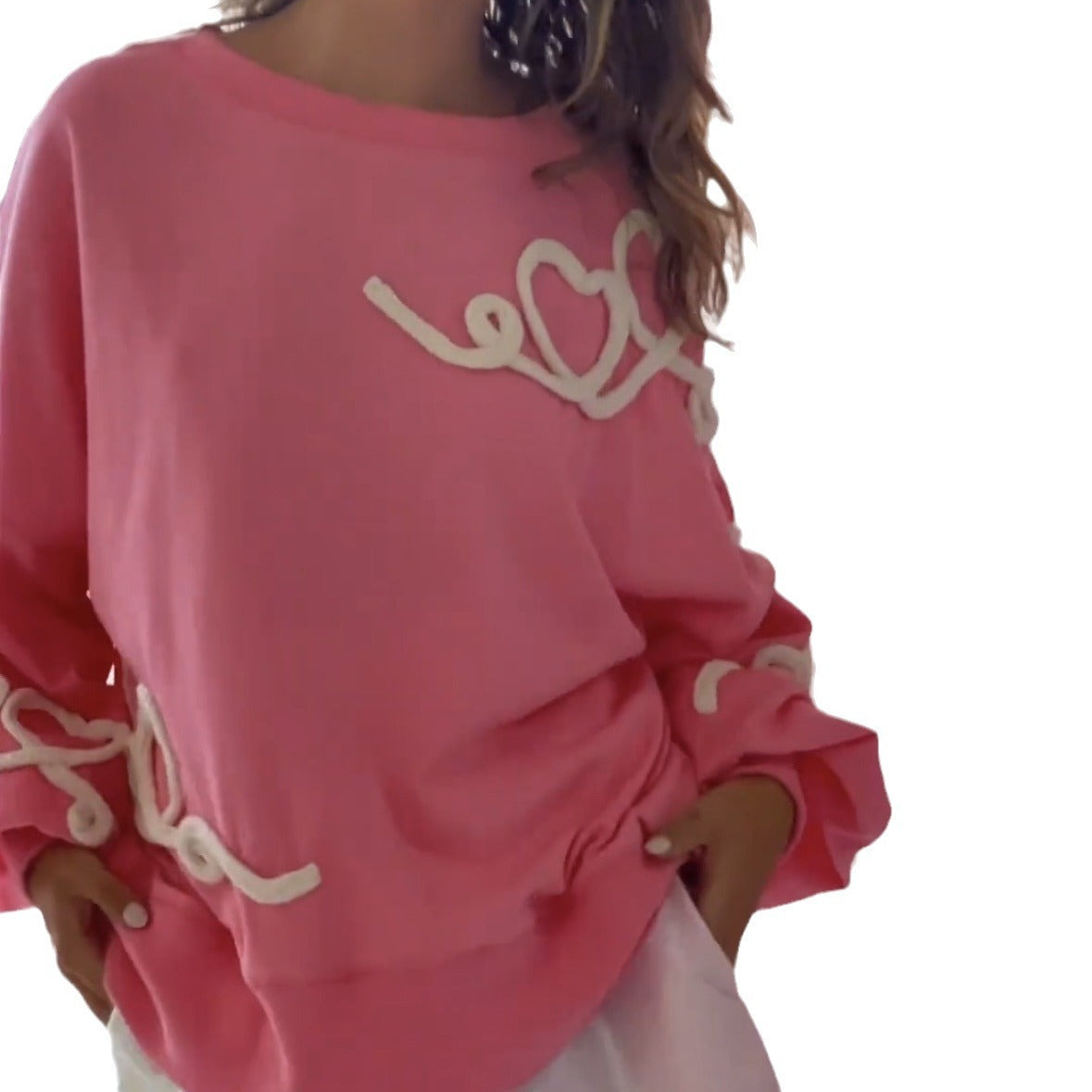 Heart Embroidery Sweatshirt - DippedShop Wholesale - #2643