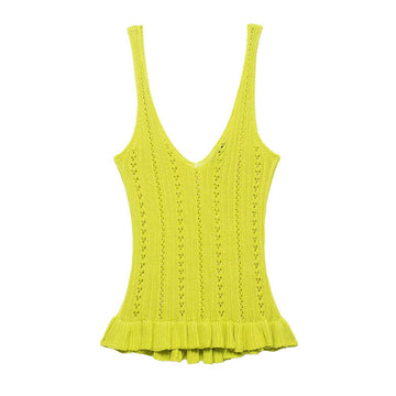 Sexy Solid Color Jacquard Knit Cami Top DP25D419
