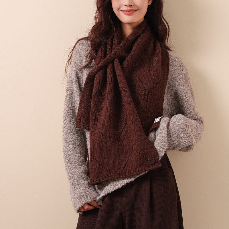 Diamond Fastened Knit Scarf - DippedShop Wholesale - #6851
