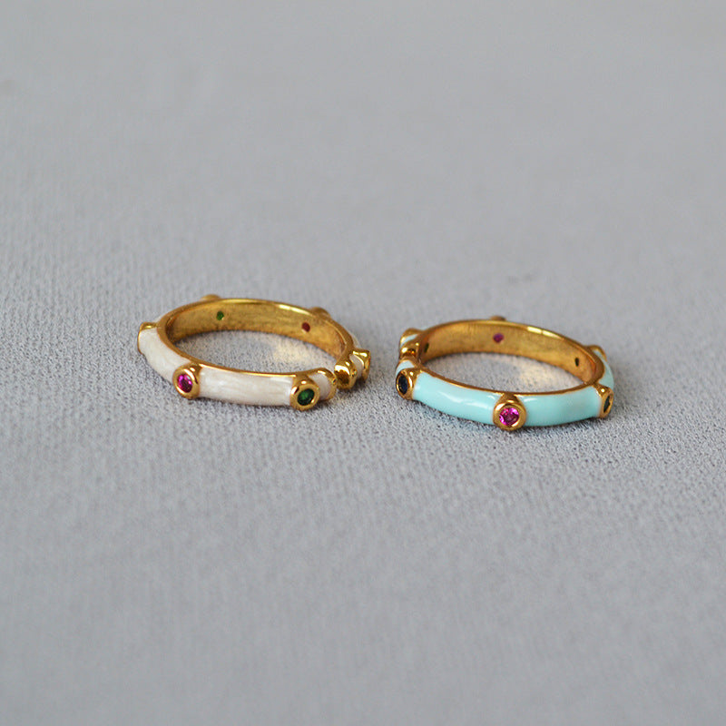 Boho Enamel Zircon Open Ring - DippedShop Wholesale - #2851