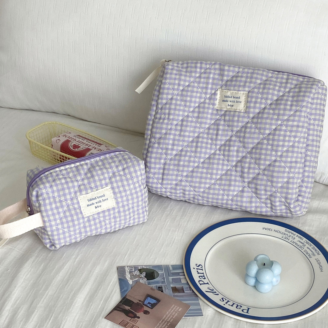Plaid Simple Color Block Make Up Bag DP25A556