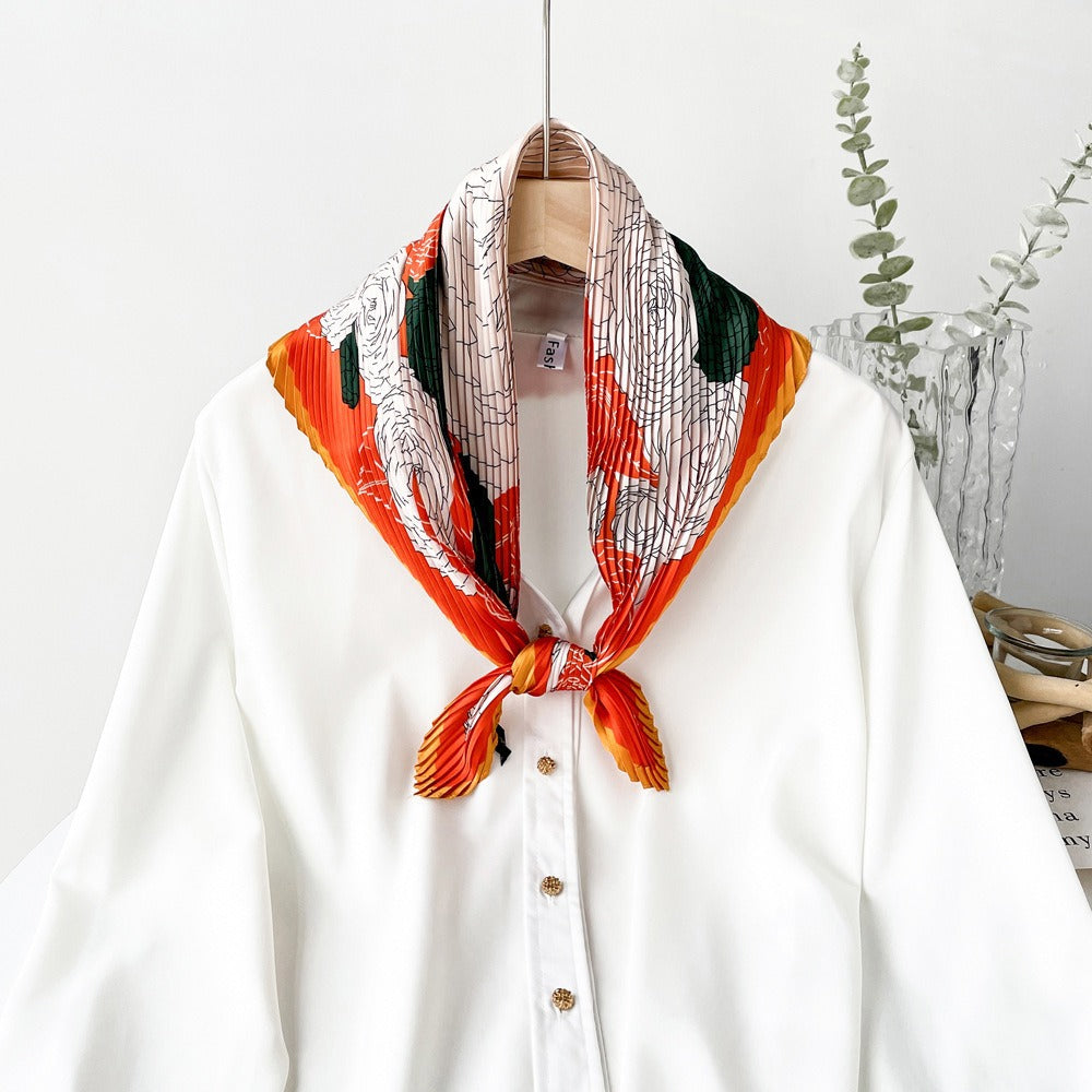 Pleated Floral Neckerchief Scarf - DippedShop Wholesale - #0179