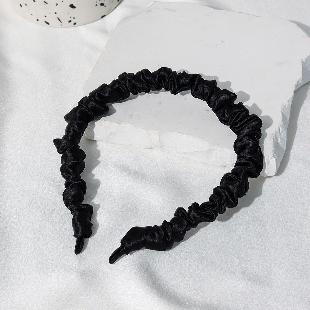 Minimalist Ruched Solid Color Mulberry Silk Headband 6W6HBD372