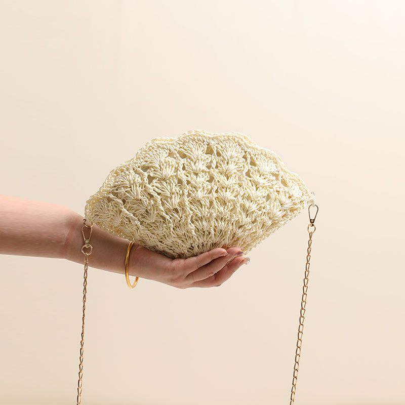 Shell Shaped Woven Crossbody Bag - DippedShop Wholesale - #2499
