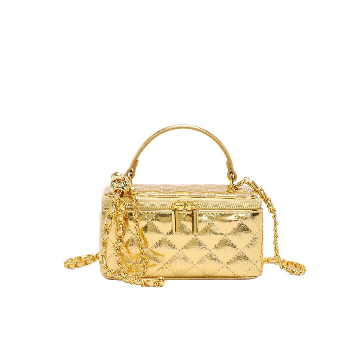 Elegant Gold Quilted Crossbody Bag - DippedShop Wholesale - #0291