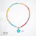 Handmade Multi-Color Flower Pendant Beaded Necklace 6W6JNC420L